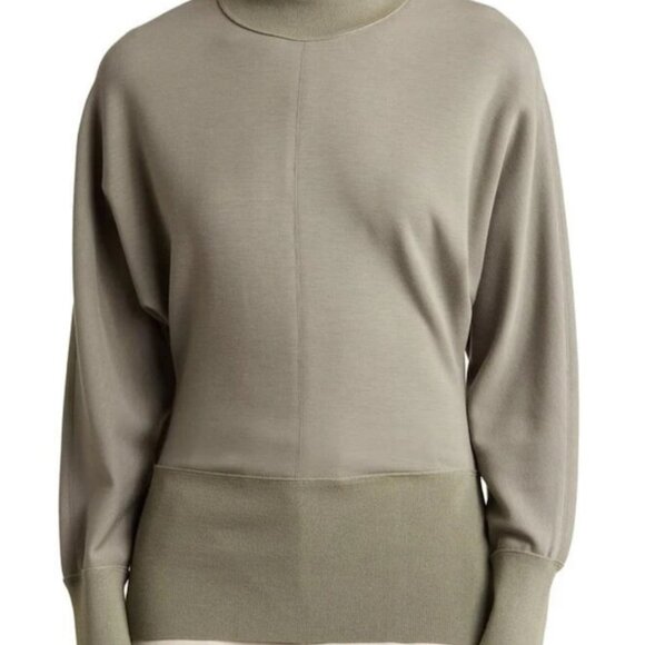 Theory LS Turtleneck Long Sleeve Double Knit Pale Green/Army Green - Size P - Picture 2 of 4